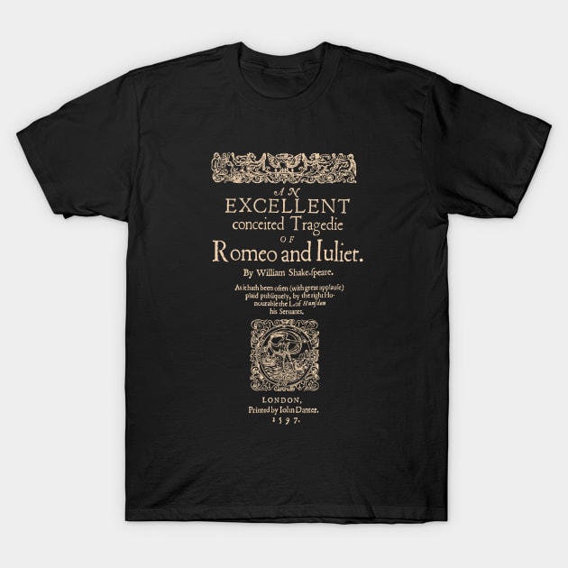 Shakespeare, Romeo and Juliet. Dark Clothes Version T-Shirt by bibliotee